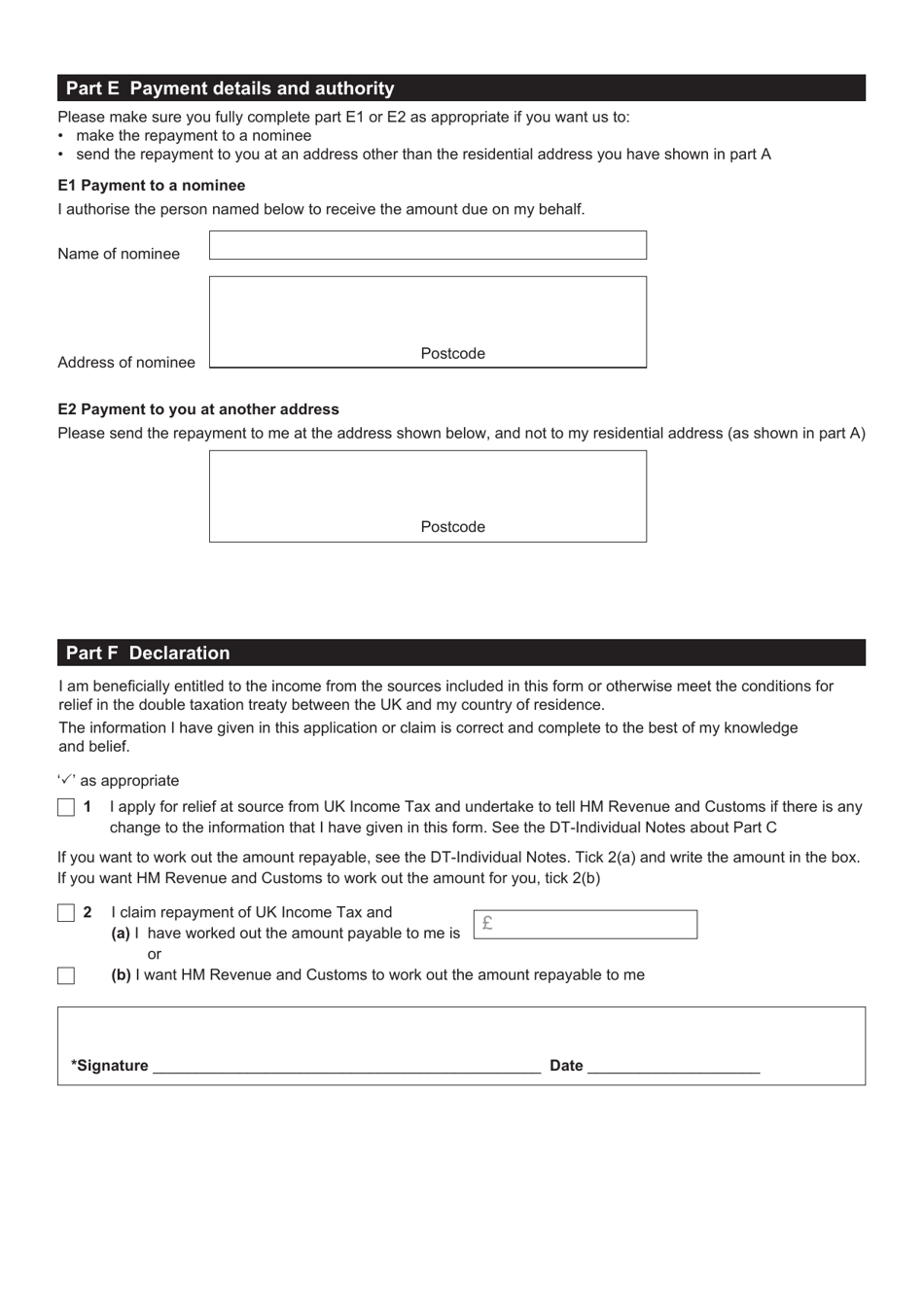 Form DT-INDIVIDUAL Double Taxation Treaty Relief - United Kingdom, Page 6