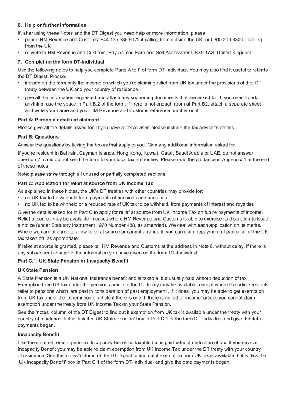 Form DT-INDIVIDUAL Double Taxation Treaty Relief - United Kingdom, Page 8