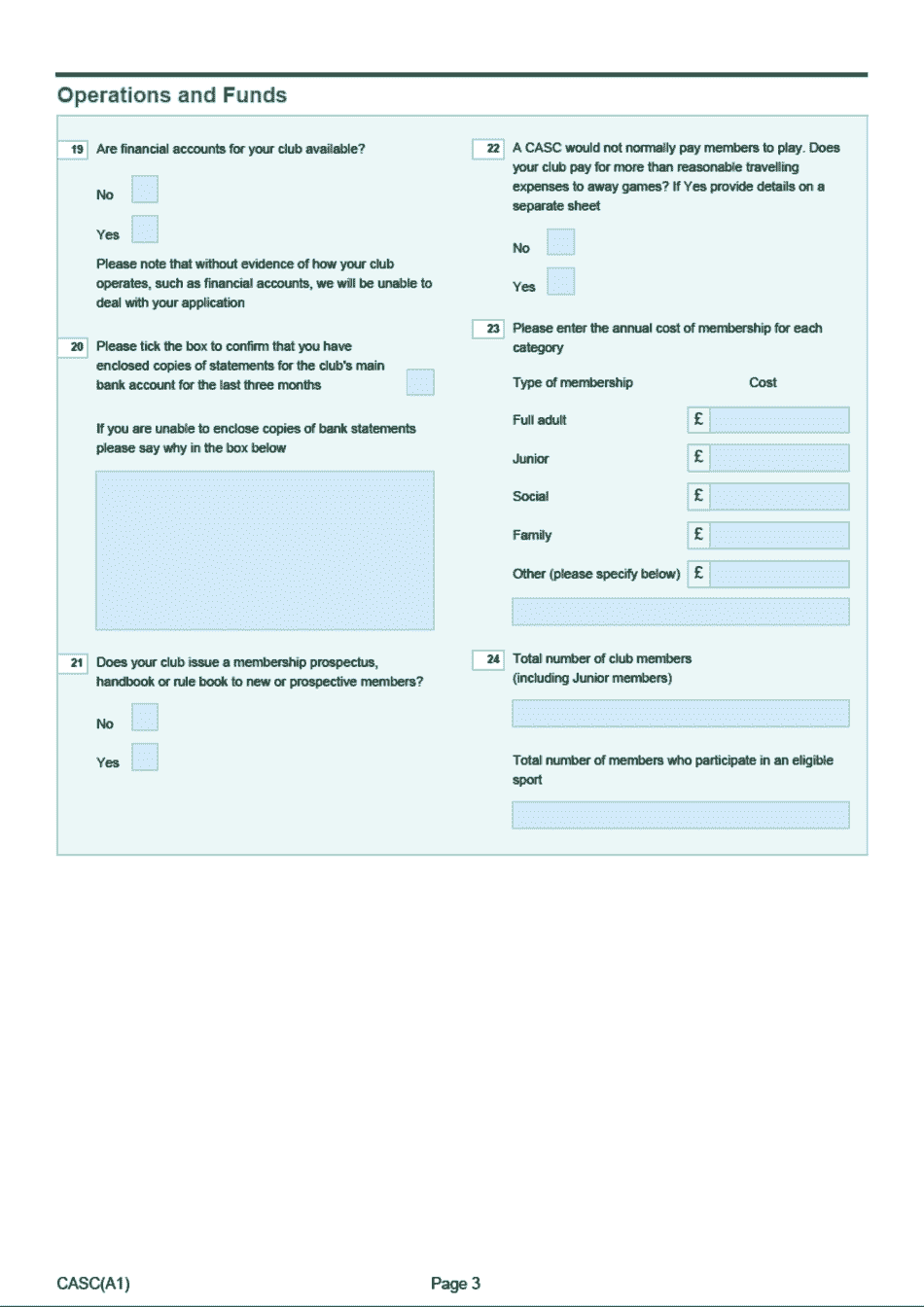 Form A1 Community Amateur Sports Club (CASC) Registration Form - United Kingdom, Page 3