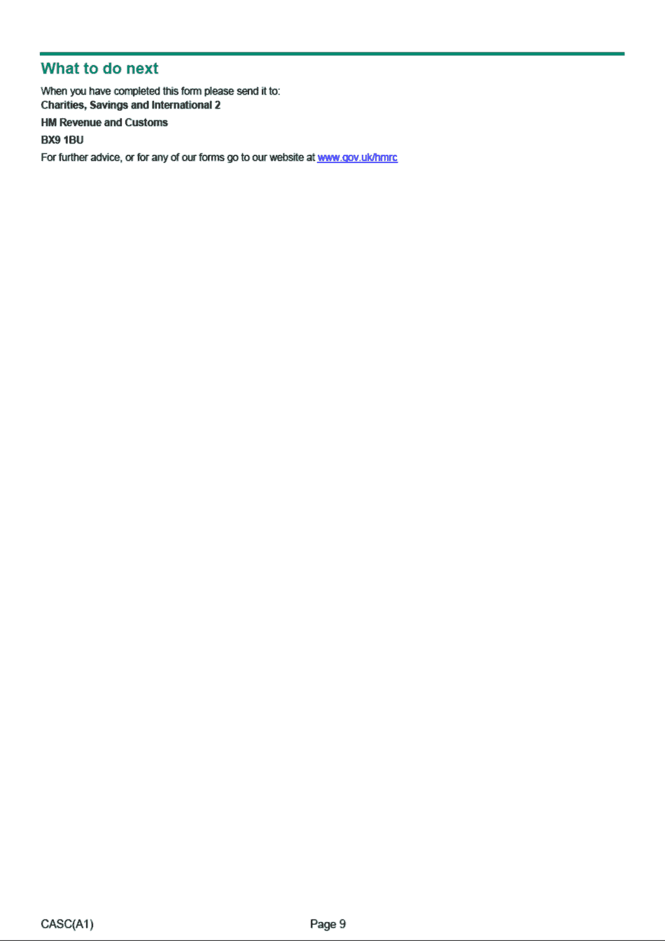 Form A1 Community Amateur Sports Club (CASC) Registration Form - United Kingdom, Page 9