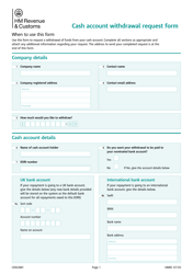 Form CDSCAW1 Cash Account Withdrawal Request Form - United Kingdom
