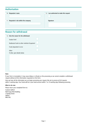 Form CDSCAW1 Cash Account Withdrawal Request Form - United Kingdom, Page 2