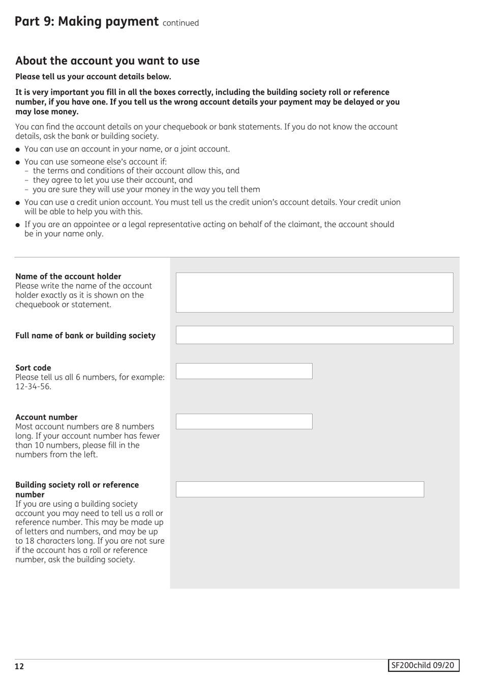 Form SF200 Social Fund Funeral Expenses Payment for a Child - United Kingdom, Page 13