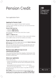 Document preview: Form PC1 Pension Credit Claim Form - United Kingdom