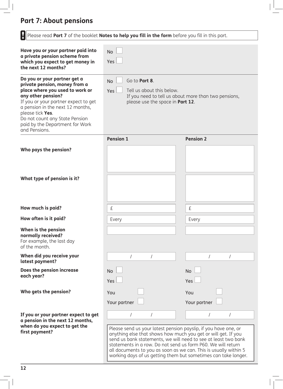 Form PC1 Pension Credit Claim Form - United Kingdom, Page 12