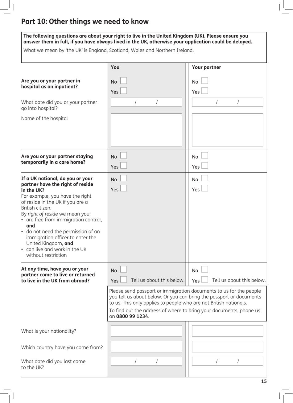 Form PC1 Pension Credit Claim Form - United Kingdom, Page 15