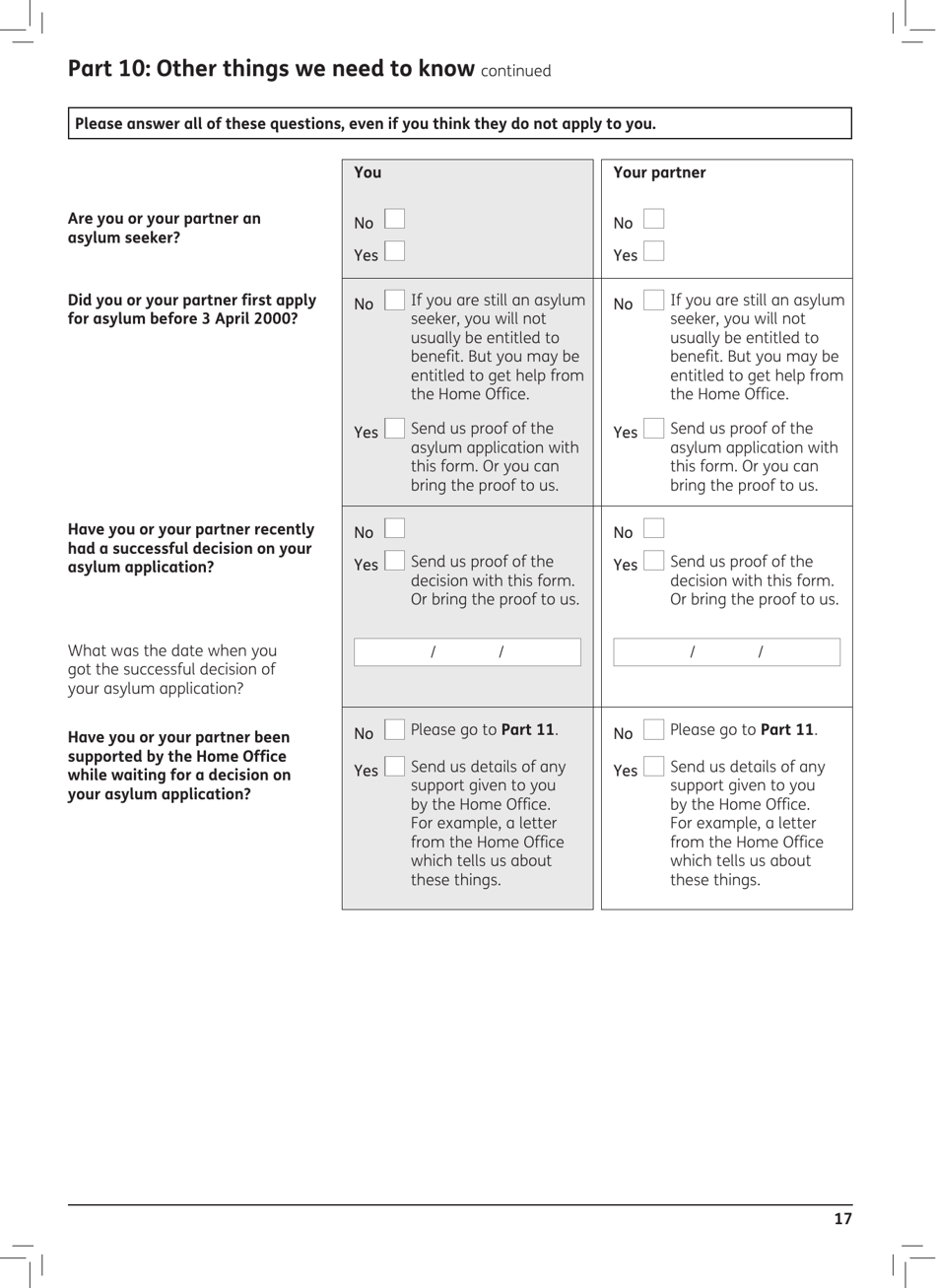 Form PC1 Pension Credit Claim Form - United Kingdom, Page 17
