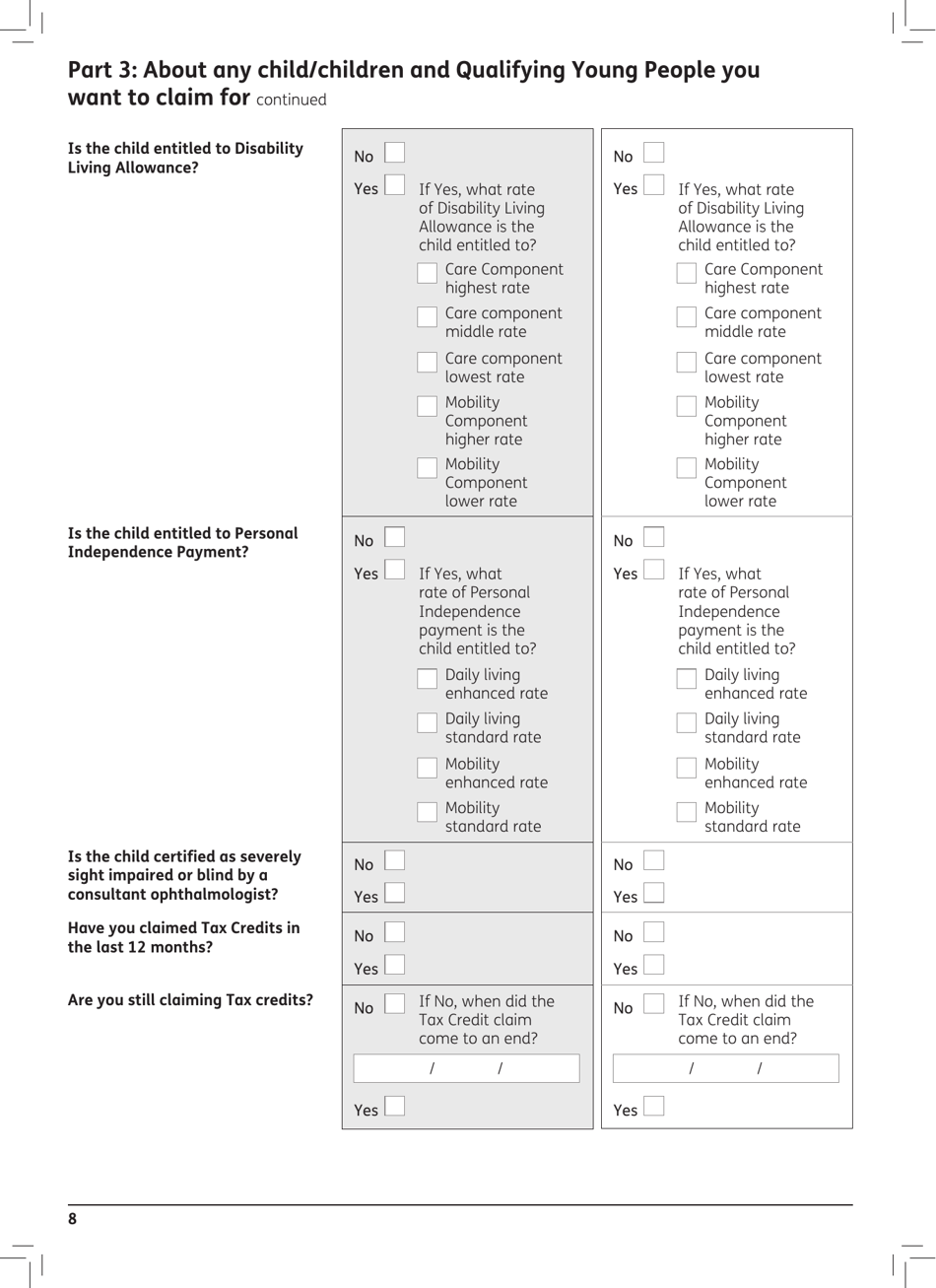 Form PC1 Pension Credit Claim Form - United Kingdom, Page 8