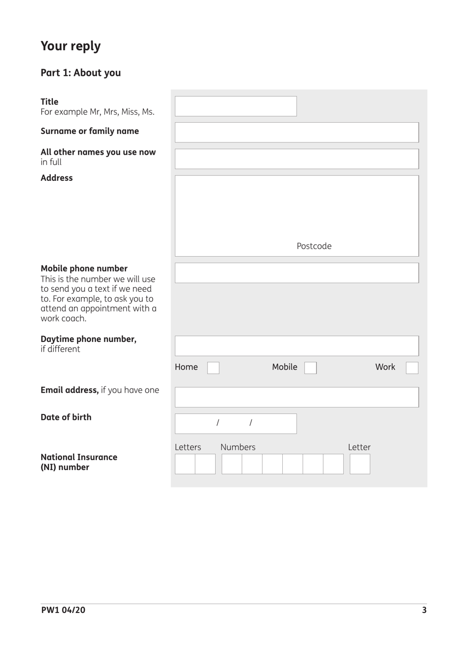 Form PW1 Permitted Work - United Kingdom, Page 3