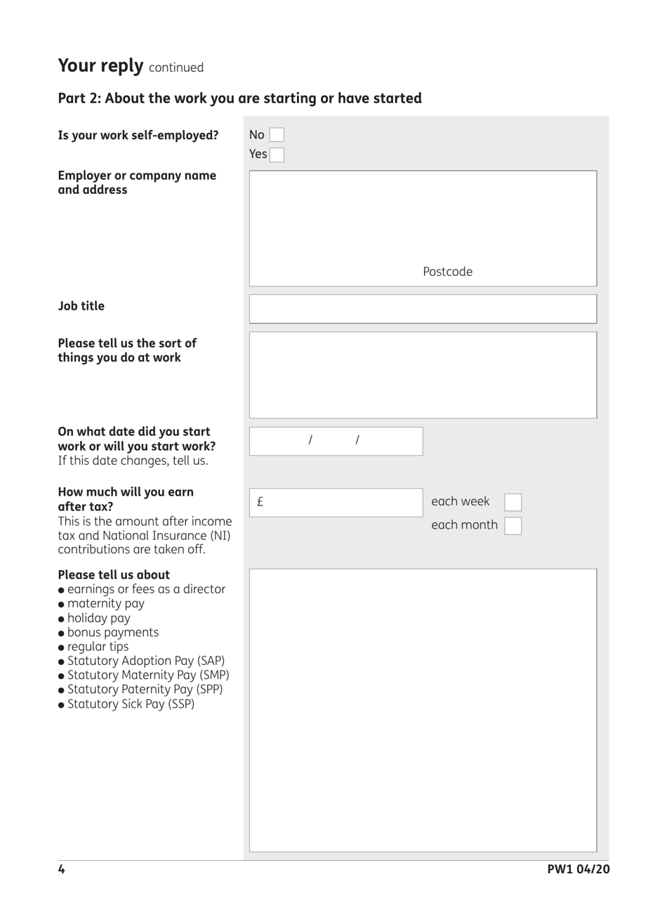 Form PW1 Permitted Work - United Kingdom, Page 4