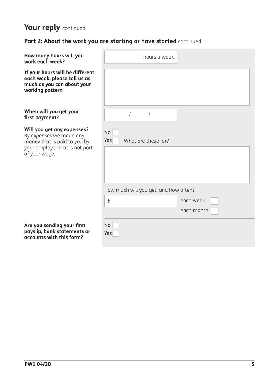 Form PW1 Permitted Work - United Kingdom, Page 5