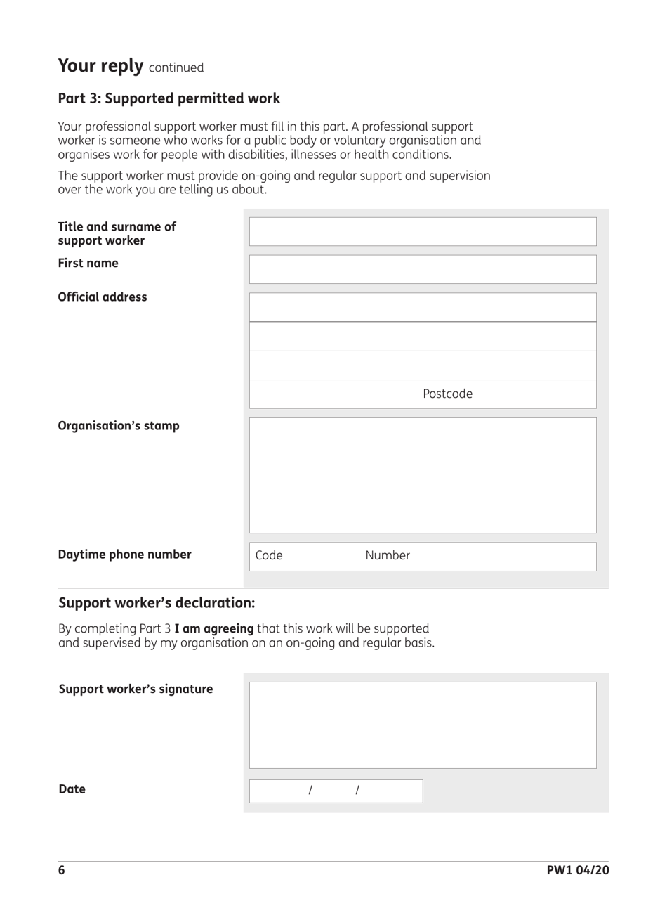 Form PW1 Permitted Work - United Kingdom, Page 6