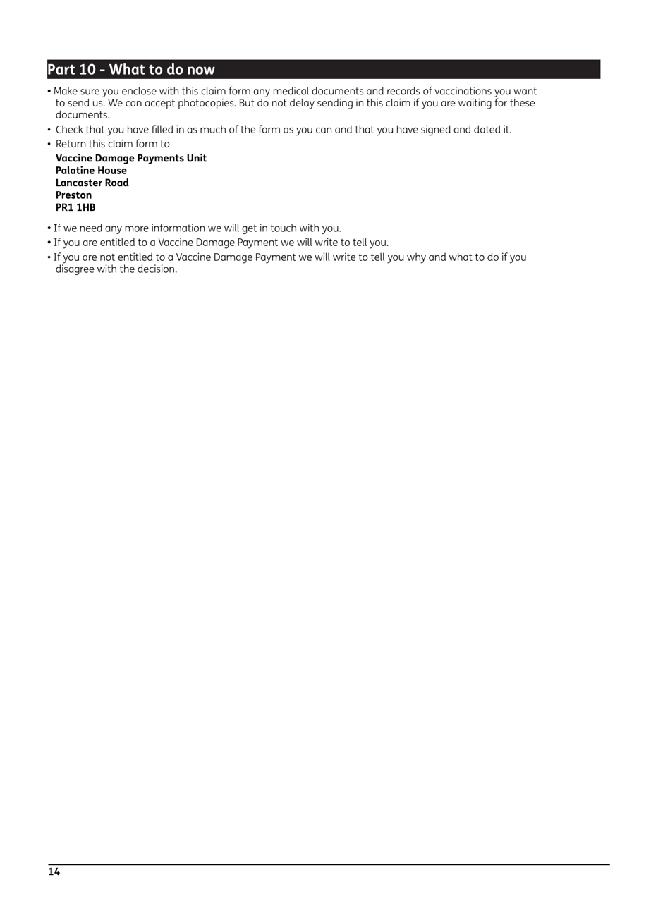 Form VAD1A Vaccine Damage Payment Claim Form - United Kingdom, Page 15