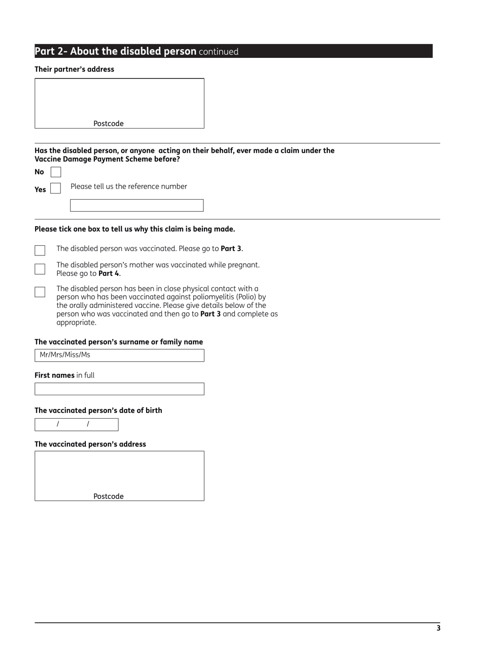 Form VAD1A Vaccine Damage Payment Claim Form - United Kingdom, Page 4