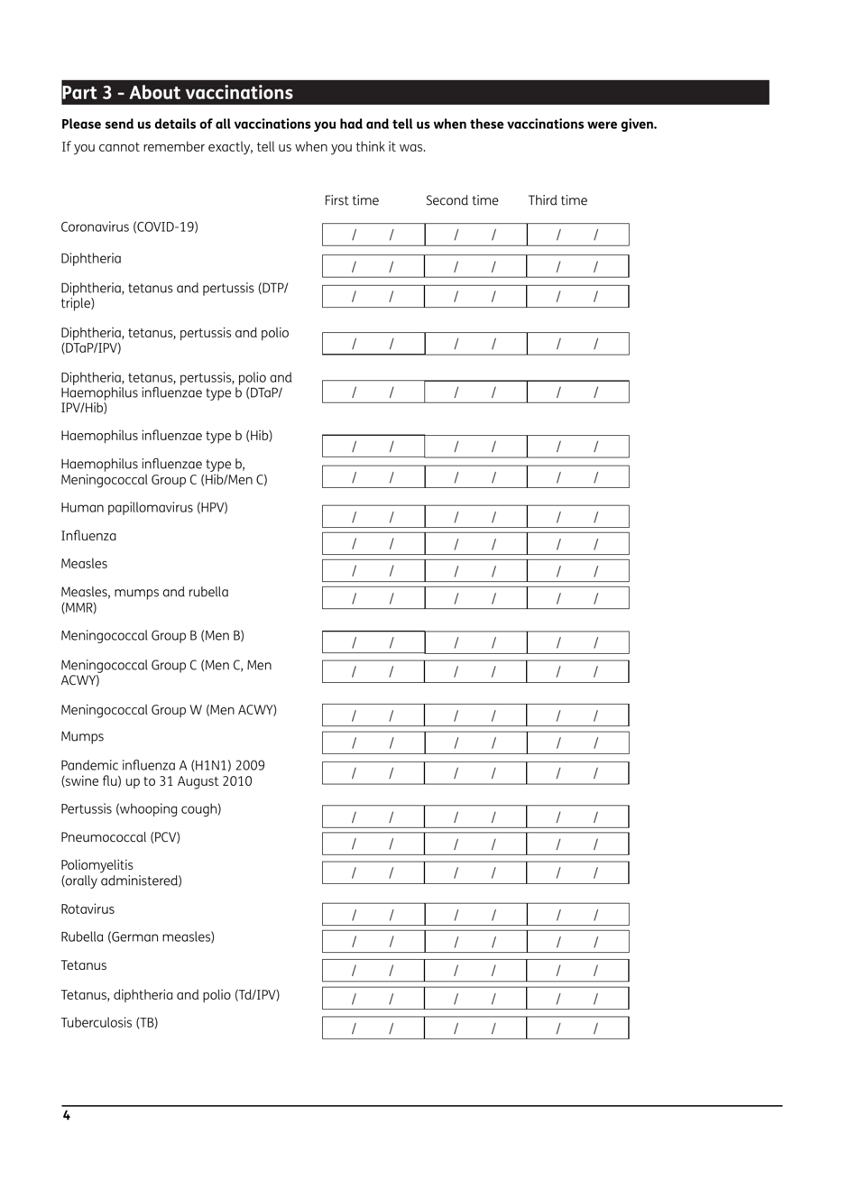 Form VAD1A Vaccine Damage Payment Claim Form - United Kingdom, Page 5