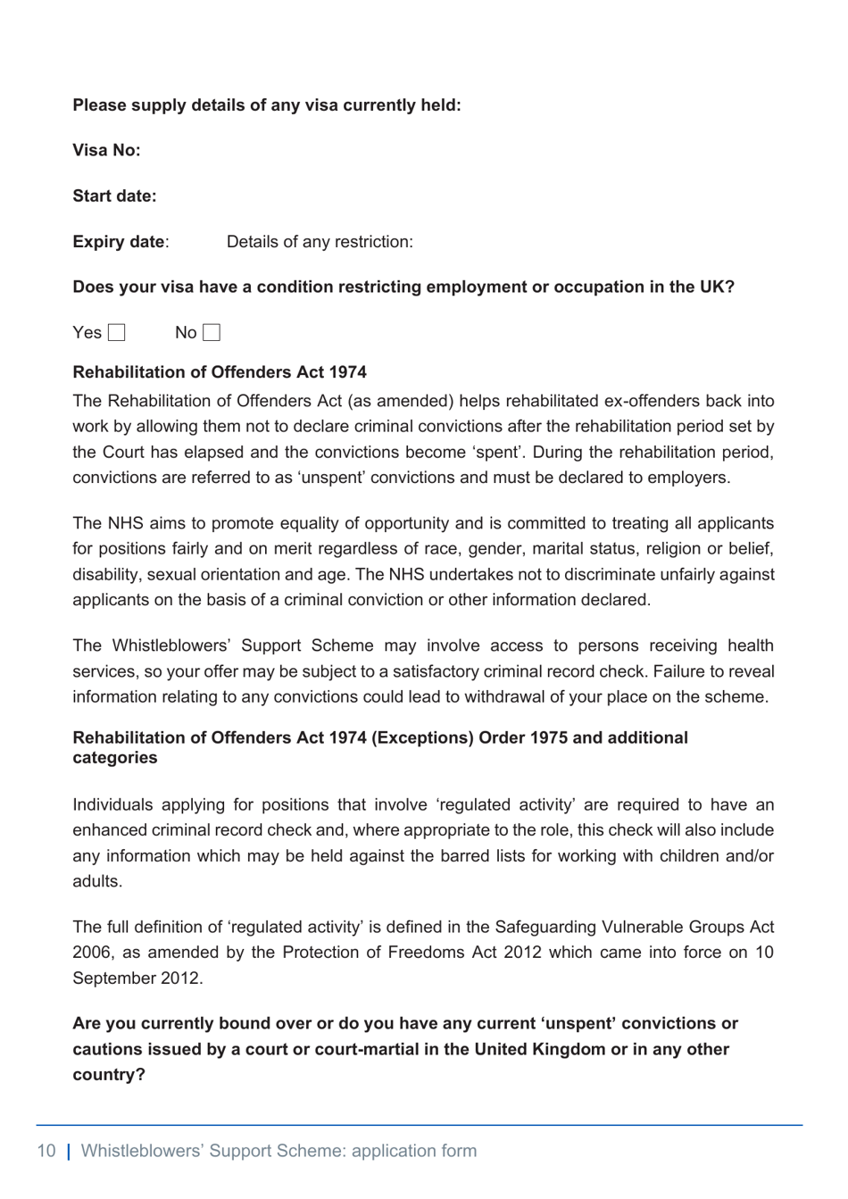 Whistleblowers Support Scheme Application Form - United Kingdom, Page 10