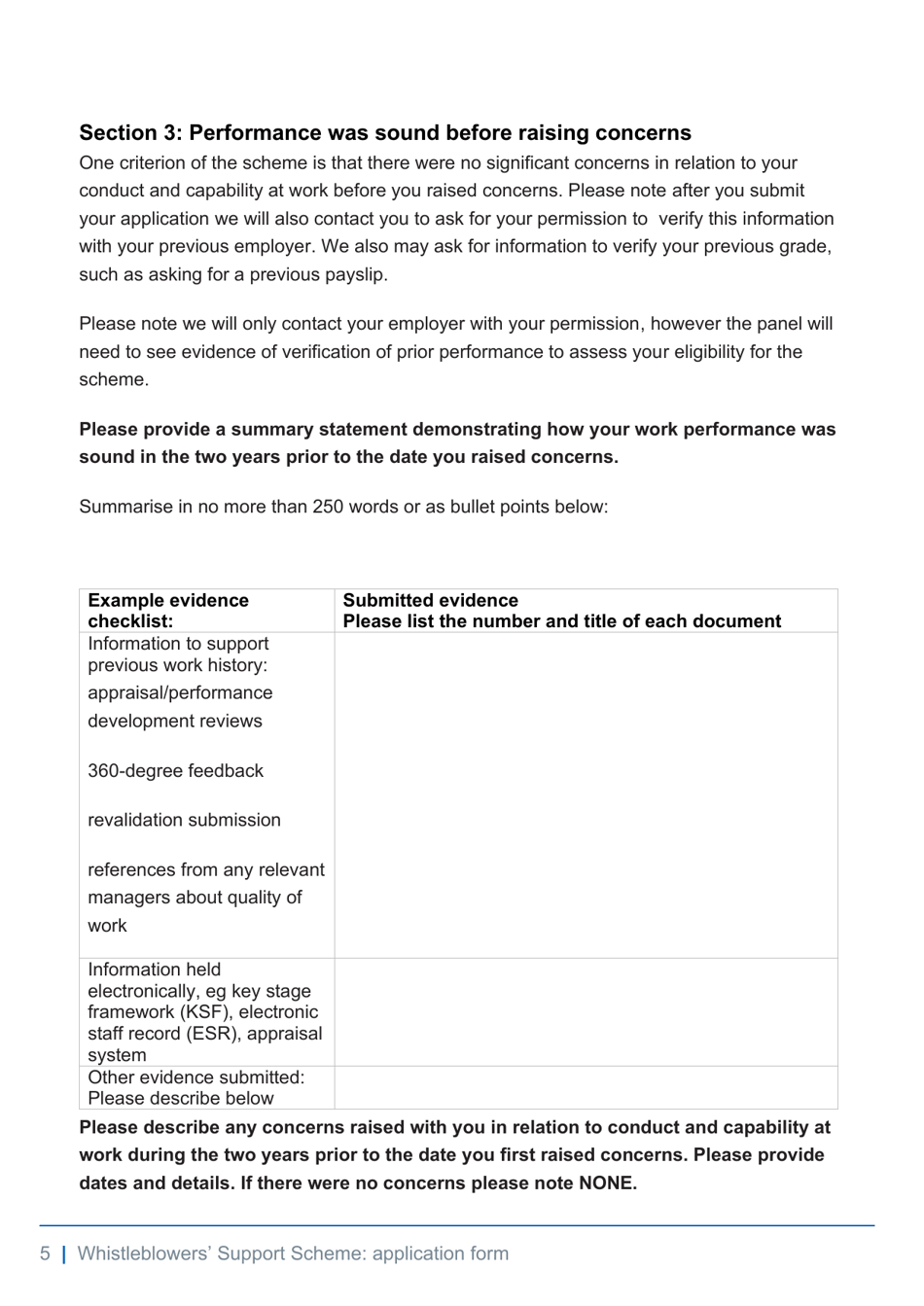 Whistleblowers Support Scheme Application Form - United Kingdom, Page 5