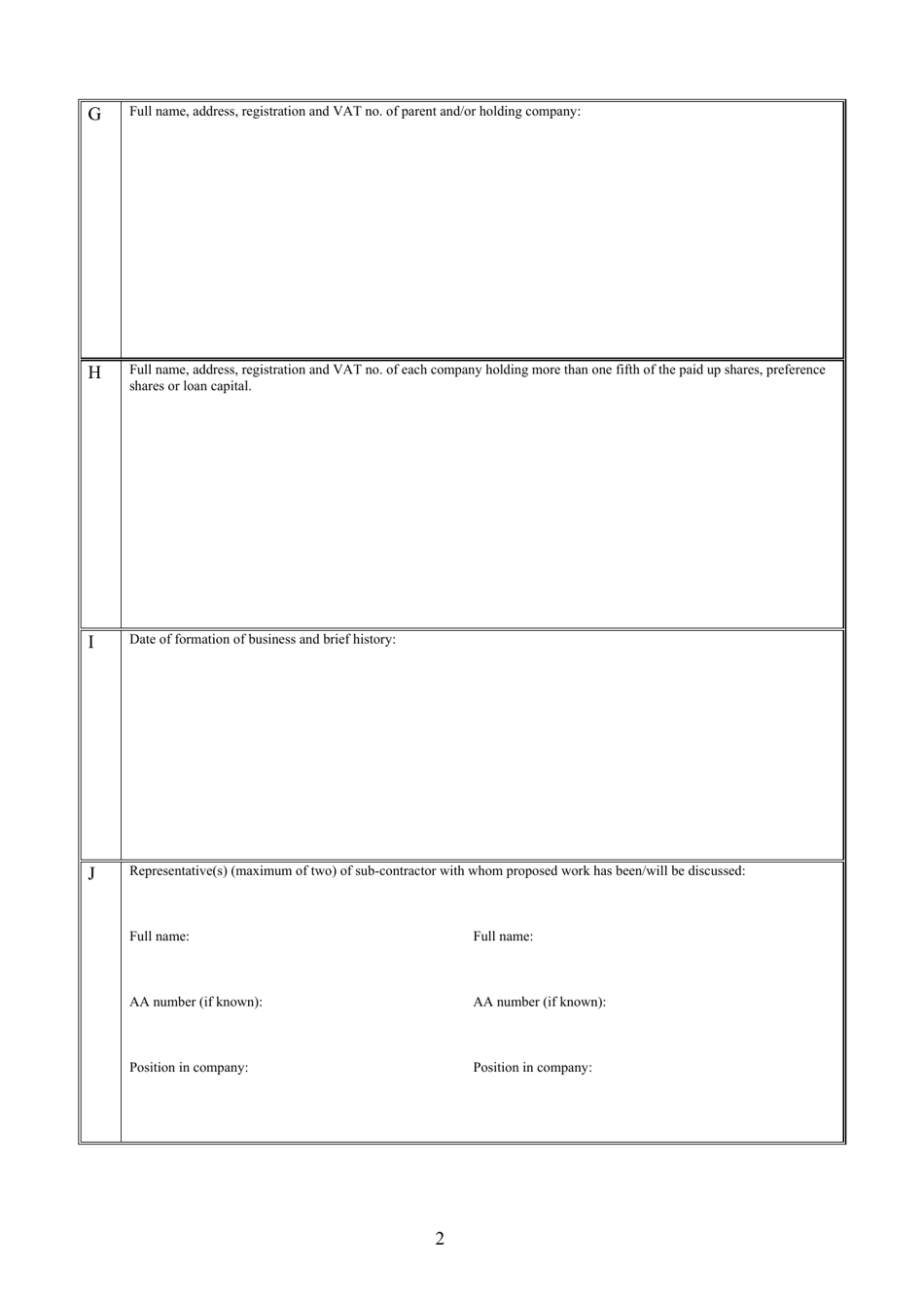 Annex A Application to Sub-contract or Collaborate on Protectively Marked (Classified) Work - United Kingdom, Page 2