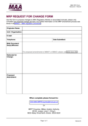 Document preview: Mrp Request for Change Form - United Kingdom