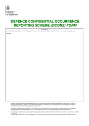 Document preview: Defence Confidential Occurrence Reporting Scheme (Dcors) Form - United Kingdom