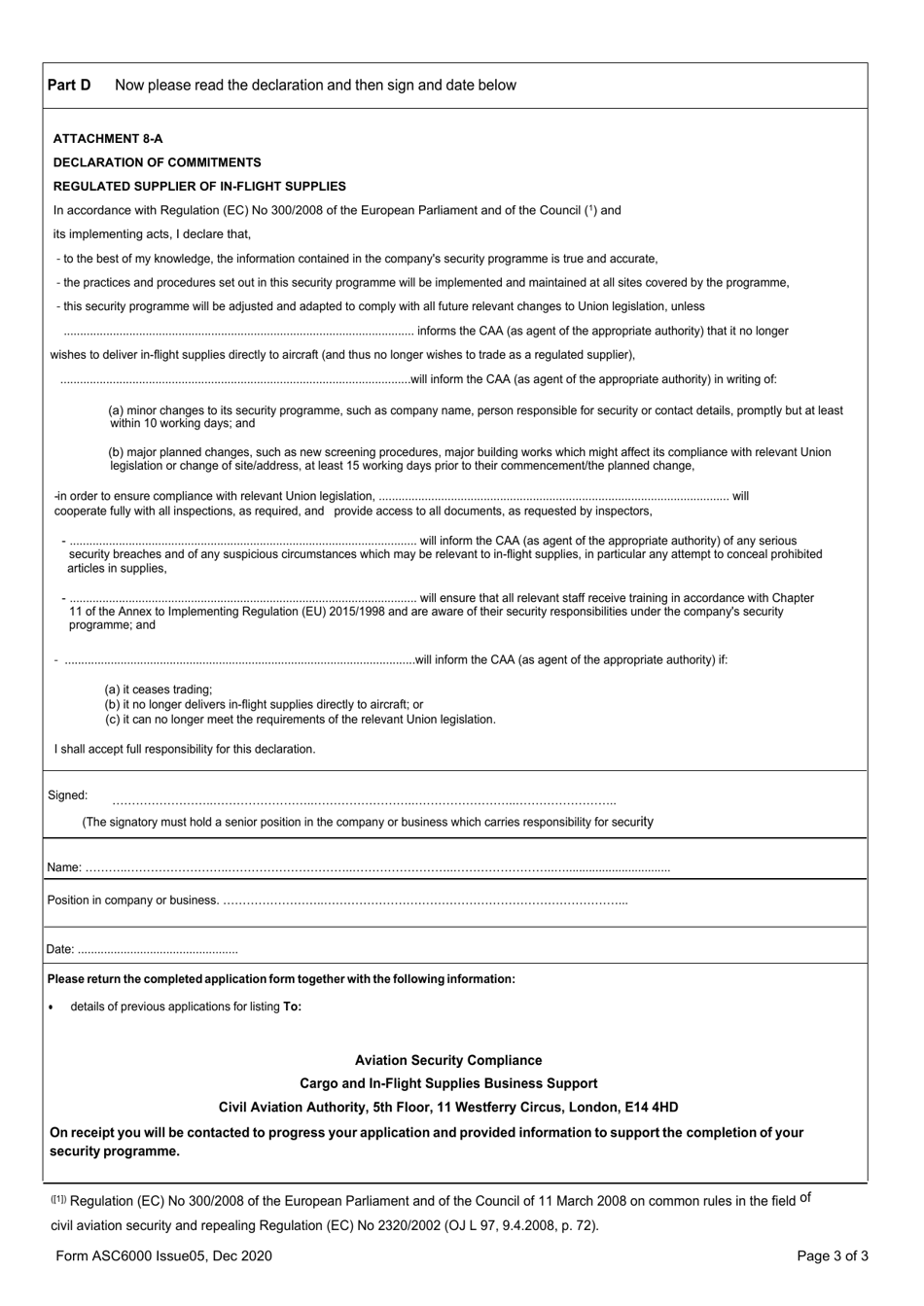 Form ASC6000 Application to Become a Regulated Supplier - United Kingdom, Page 3