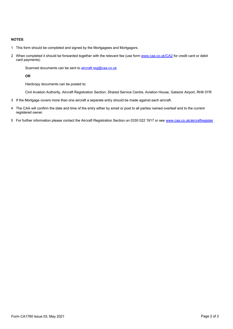 Form CA1760 Change of Particulars - United Kingdom, Page 2