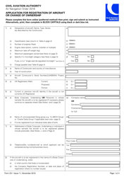 Document preview: Form CA1 Application for Registration of Aircraft or Change of Ownership - United Kingdom