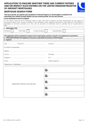 Document preview: Form CA350 Search of the UK Register of Aircraft Mortages - United Kingdom