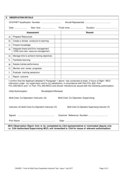 Form CAA5001 Report Form for Multi-Crew Cooperation Instructor (A/H) Under Easa Aircrew Regulation Part-Fcl.905.mcci, and Part-Fcl.940.mcci - United Kingdom, Page 2