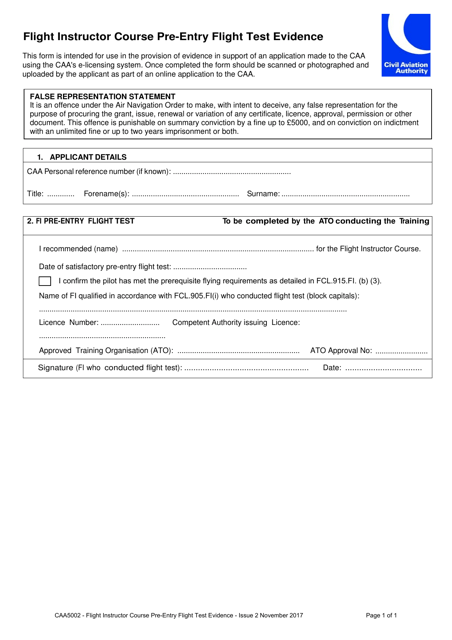 Form CAA5002  Printable Pdf