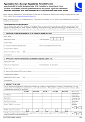 Form CPG3201 Application for a Foreign Registered Aircraft Permit Under Article 250 of the Air Navigation Order 2016 - Scheduled or Series Charter Permit - United Kingdom