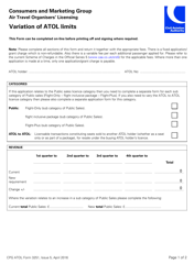 CPG ATOL Form 3251 Variation of Atol Limits - United Kingdom