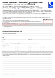 Document preview: Form DAP1920F Request for Airspace Coordination and Notification - Flypasts - United Kingdom
