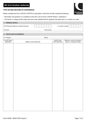 Form SRG 1007 (AD301) Type Rating Record of Experience - United Kingdom