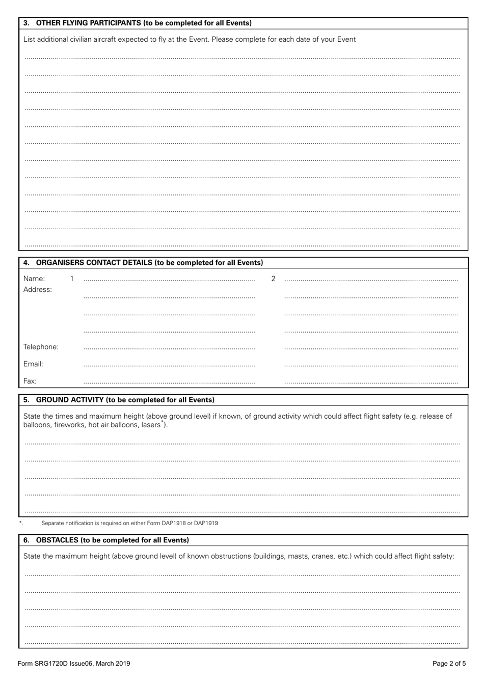 Form SRG1720D Request for Airspace Coordination  Notification (1920d) - United Kingdom, Page 2