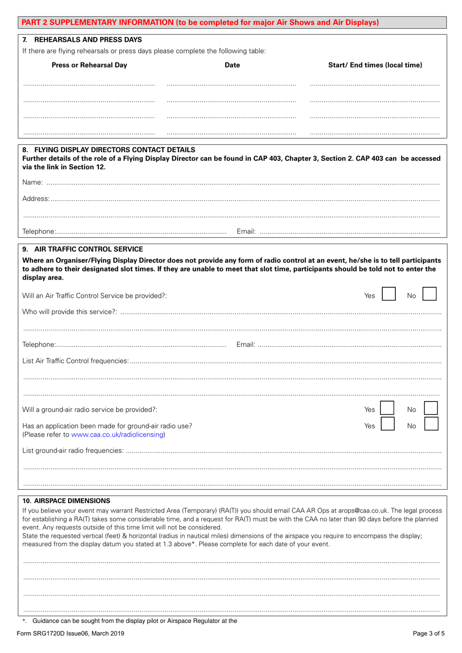 Form SRG1720D Request for Airspace Coordination  Notification (1920d) - United Kingdom, Page 3