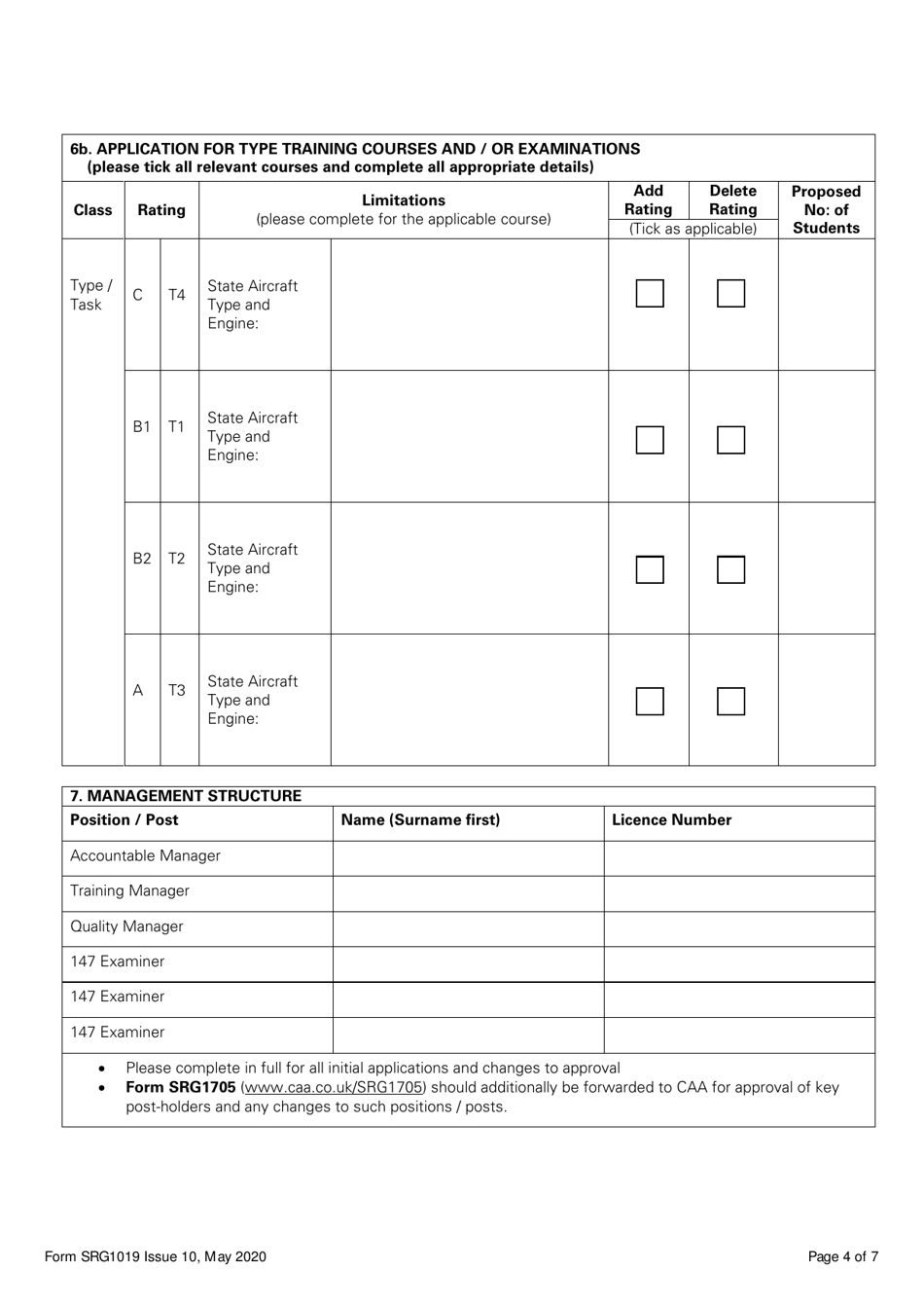 Form SRG1019 Application for Initial Approval, Change to Approval or Remote Site Approval Under Ec Regulation 1321 / 2014 Annex IV Part-147 - United Kingdom, Page 4
