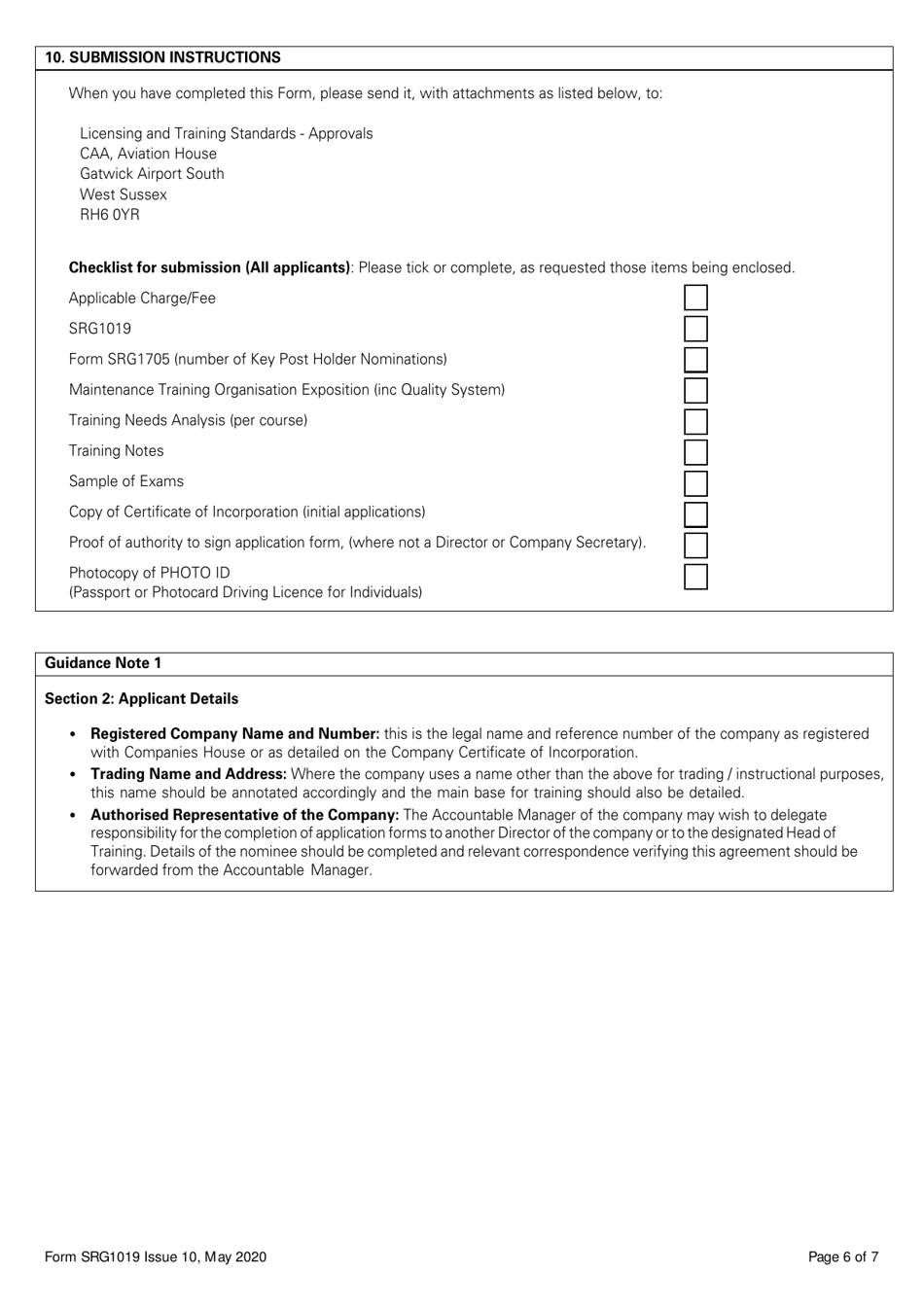 Form SRG1019 Application for Initial Approval, Change to Approval or Remote Site Approval Under Ec Regulation 1321 / 2014 Annex IV Part-147 - United Kingdom, Page 6