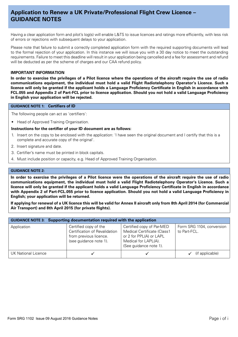 Form SRG1102 Application to Renew a UK Private / Professional Flight Crew Licence - United Kingdom, Page 6
