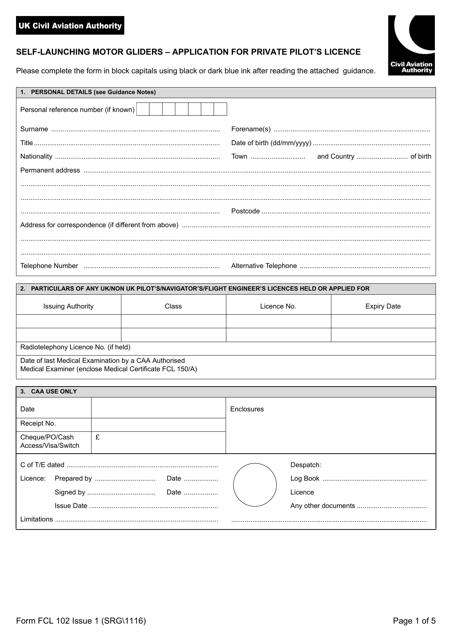 Form SRG\1116 (FCL102)  Printable Pdf