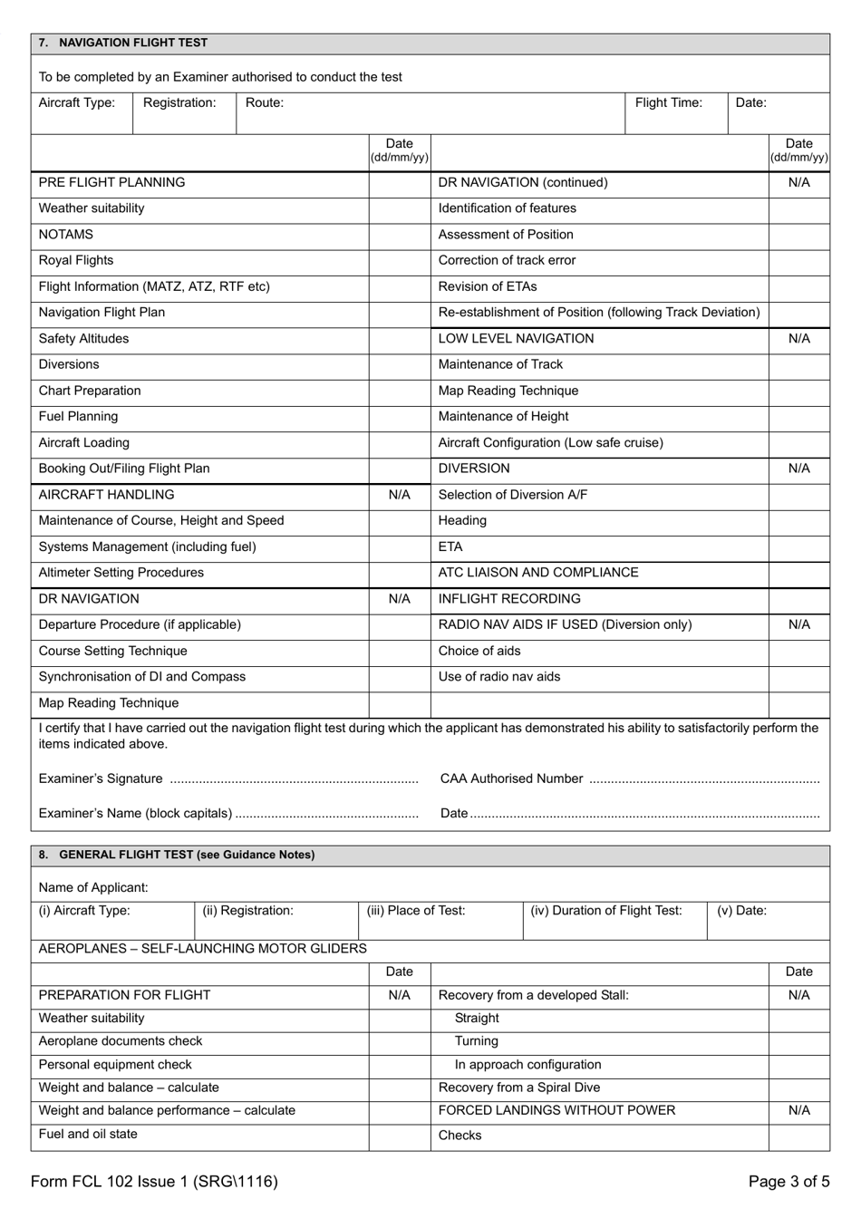 Form SRG 1116 (FCL102) Self-launching Motor Gliders - Application for Private Pilots Licence - United Kingdom, Page 3