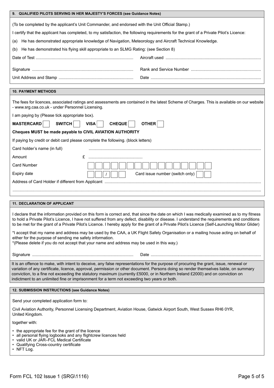 Form SRG\1116 (FCL102) Fill Out, Sign Online and Download Printable
