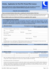 Document preview: Form SRG1105AS Airship - Application for Part-Fcl Private Pilot Licence - United Kingdom