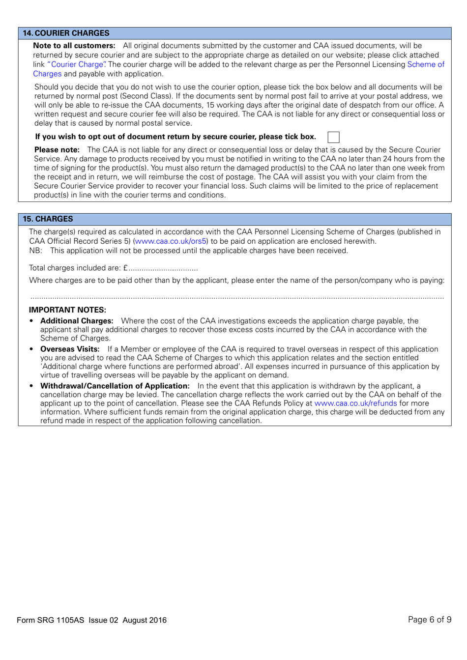 Form SRG1105AS Airship - Application for Part-Fcl Private Pilot Licence - United Kingdom, Page 6