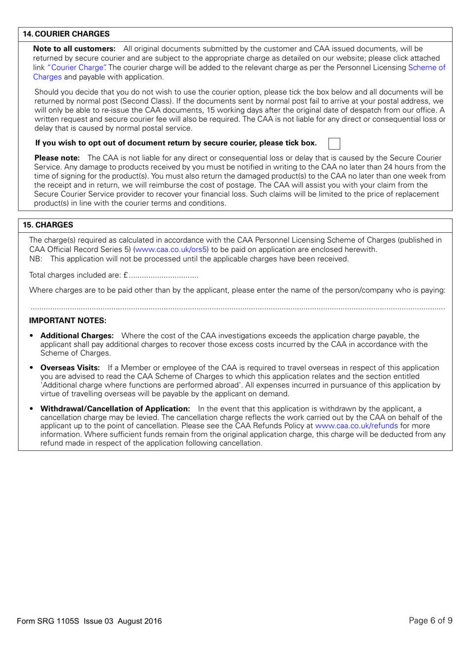 Form SRG1105S Sailplane - Application for Part-Fcl Sailplane Pilot Licence and Light Aircraft Pilot Licence - United Kingdom, Page 6