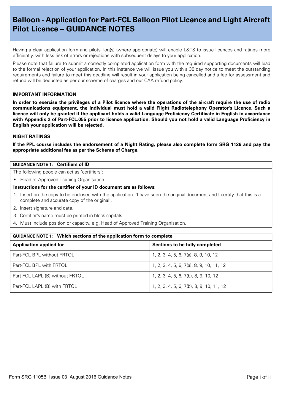 Form SRG1105B Balloon - Application for Part-Fcl Balloon Pilot Licence and Light Aircraft Pilot Licence - United Kingdom, Page 10