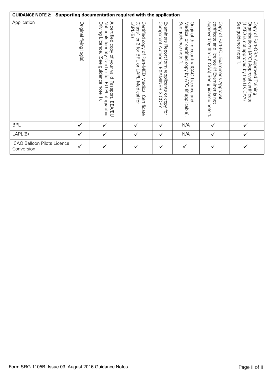 Form SRG1105B Balloon - Application for Part-Fcl Balloon Pilot Licence and Light Aircraft Pilot Licence - United Kingdom, Page 11