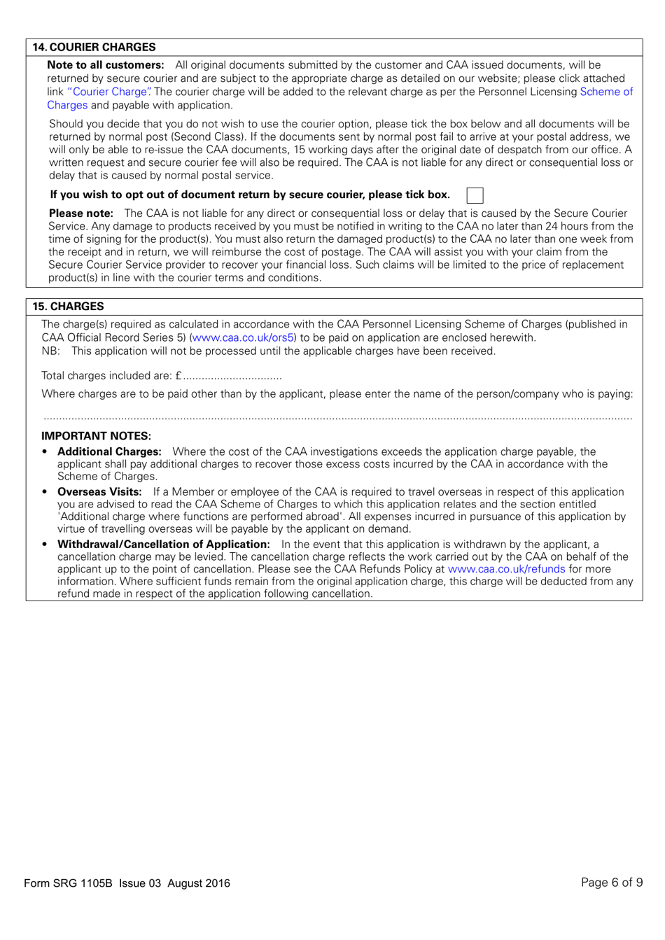 Form SRG1105B Balloon - Application for Part-Fcl Balloon Pilot Licence and Light Aircraft Pilot Licence - United Kingdom, Page 6