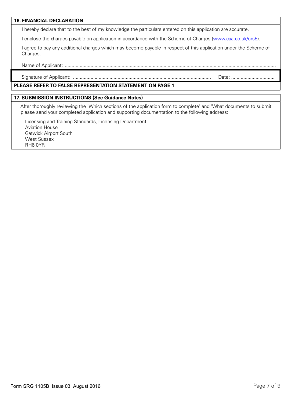 Form SRG1105B Balloon - Application for Part-Fcl Balloon Pilot Licence and Light Aircraft Pilot Licence - United Kingdom, Page 7