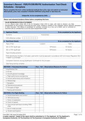 Form SRG1169 Examiner&#039;s Record - Fi(R)/Fi/Cri/Iri/Fic Authorisation Test/Check Schedules - Aeroplane - United Kingdom